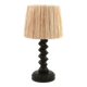 Wooden column lamp by Charles Dudouyt with raffia shade, 1940s.