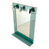 Miroir mural vintage en verre vert d'eau, Italie, années 1970