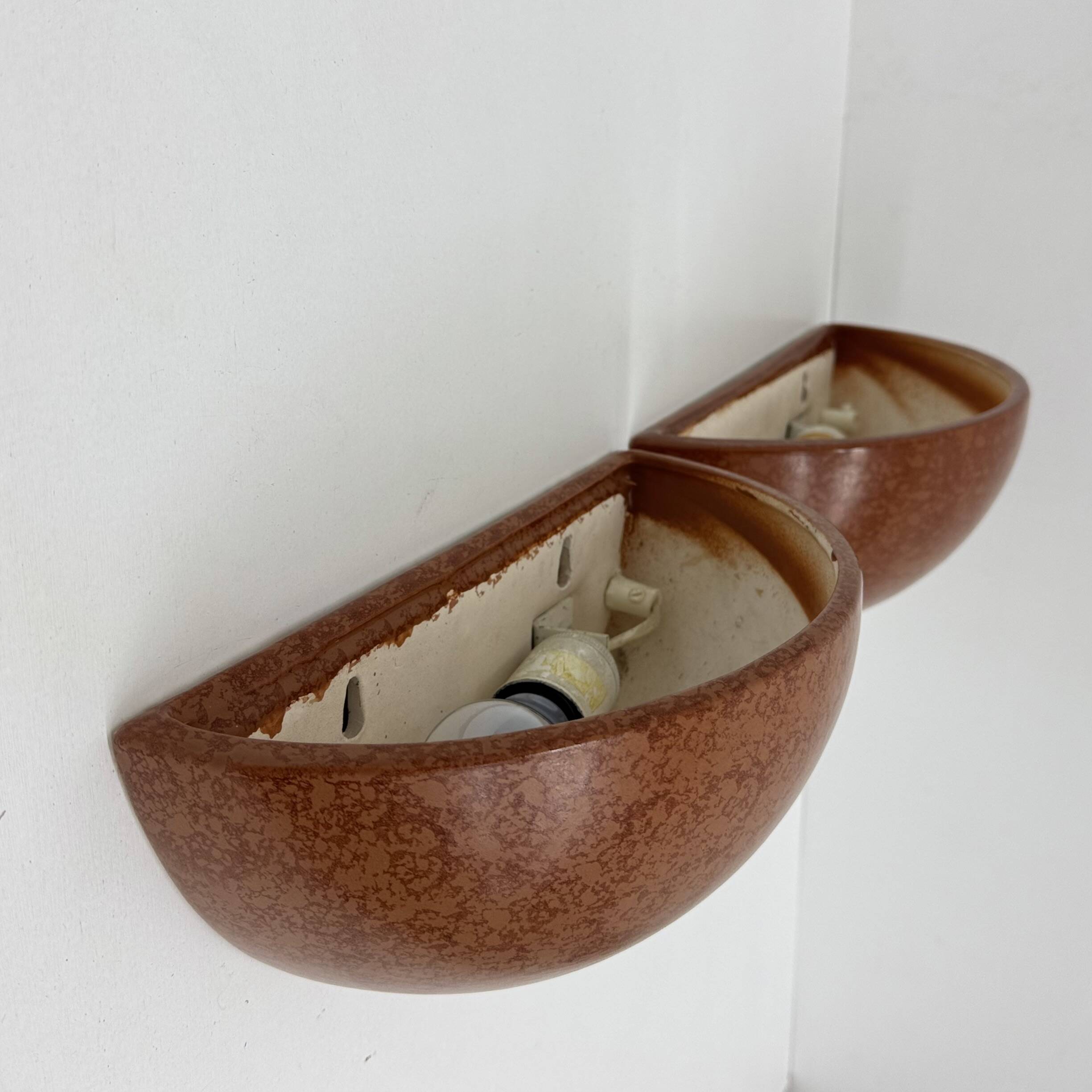 Mid-Century set of 4 ceramic wall lamp sconce , 1970s