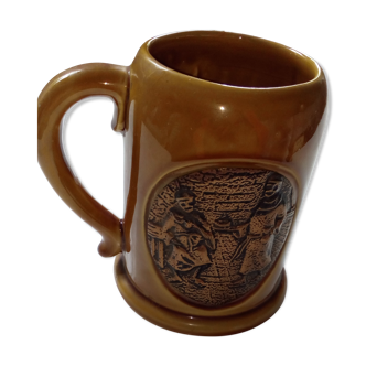 Collector's beer mug in earthenware and copper
