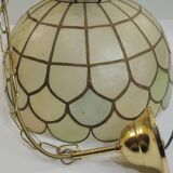 Vintage capiz shell pendant light, Tiffany style, retro lighting fixture