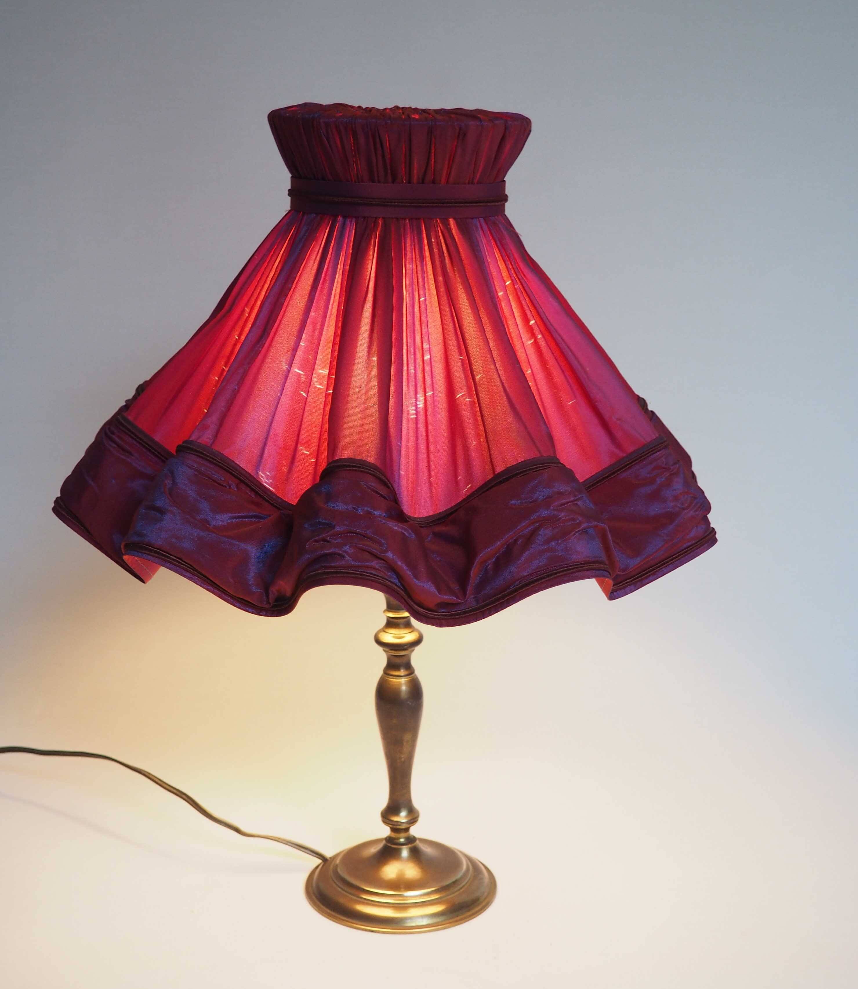 Brass lamp and silk lampshade