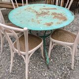 Green wrought iron garden table