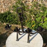 Large vintage brutalist wrought iron candlestick from the 1960s