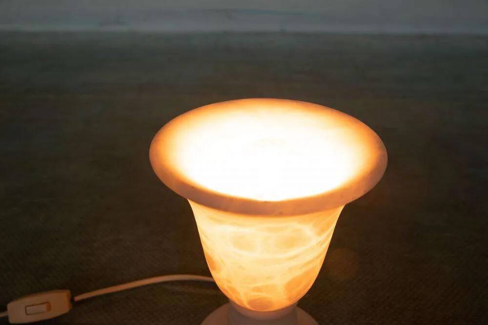 1970s bohemian natural stone table lamp, vintage mood lamp