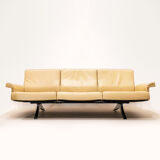De Sede DS35 vintage leather 3 seater sofa with two matching armchairs