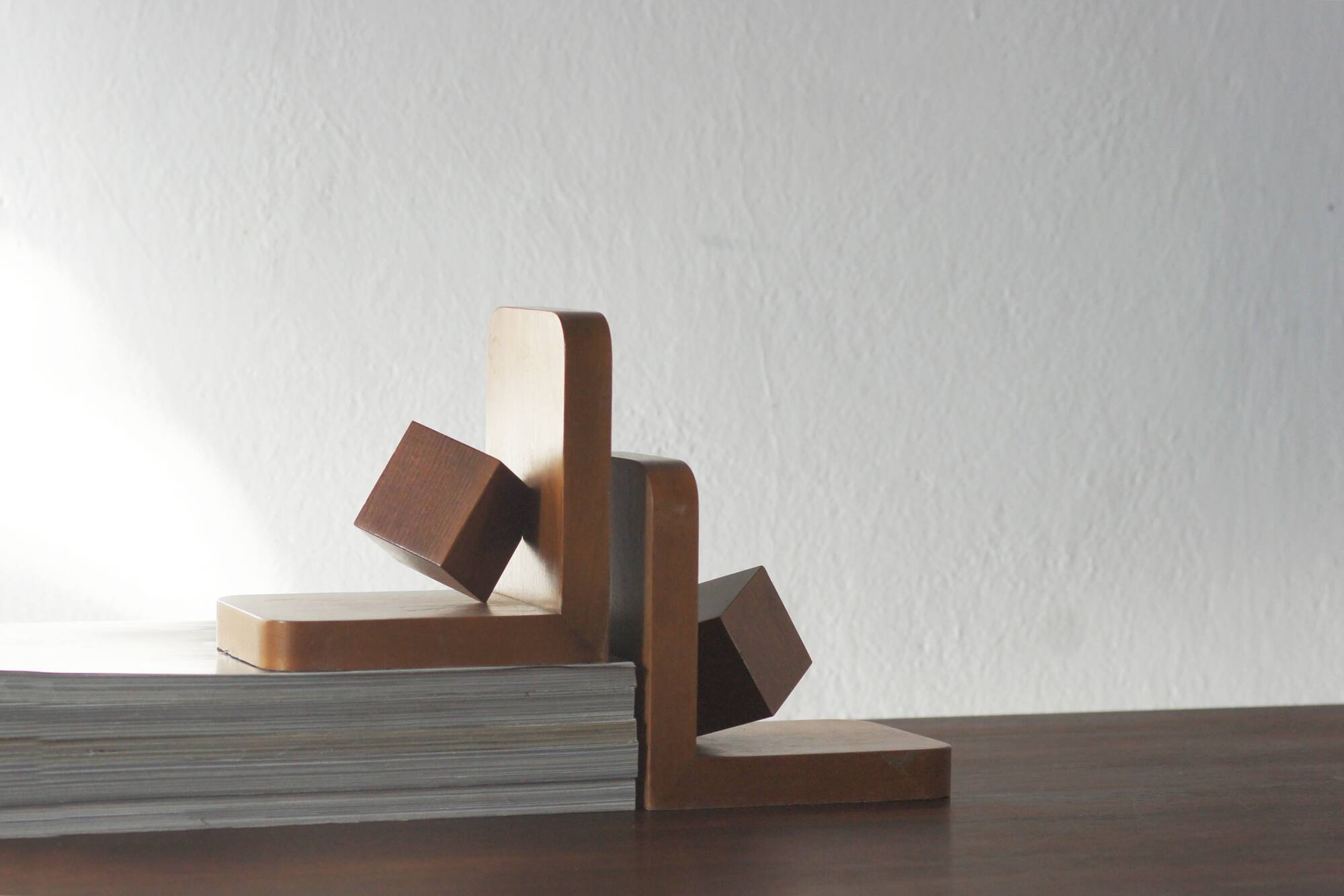 Mid-Century Modern Wooden Bookends, 1950s, Set of 2