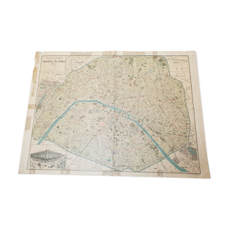 Old map of the city of Paris, 1911