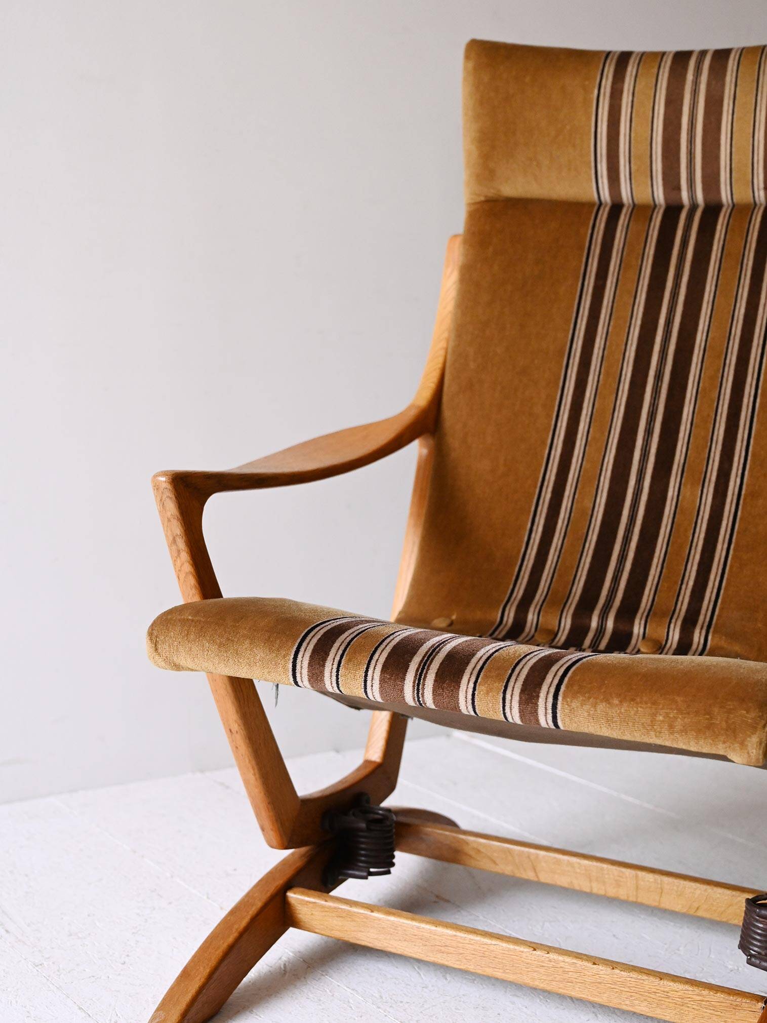 Original Scandinavian Oak High-Back Armchair, Late 1960s