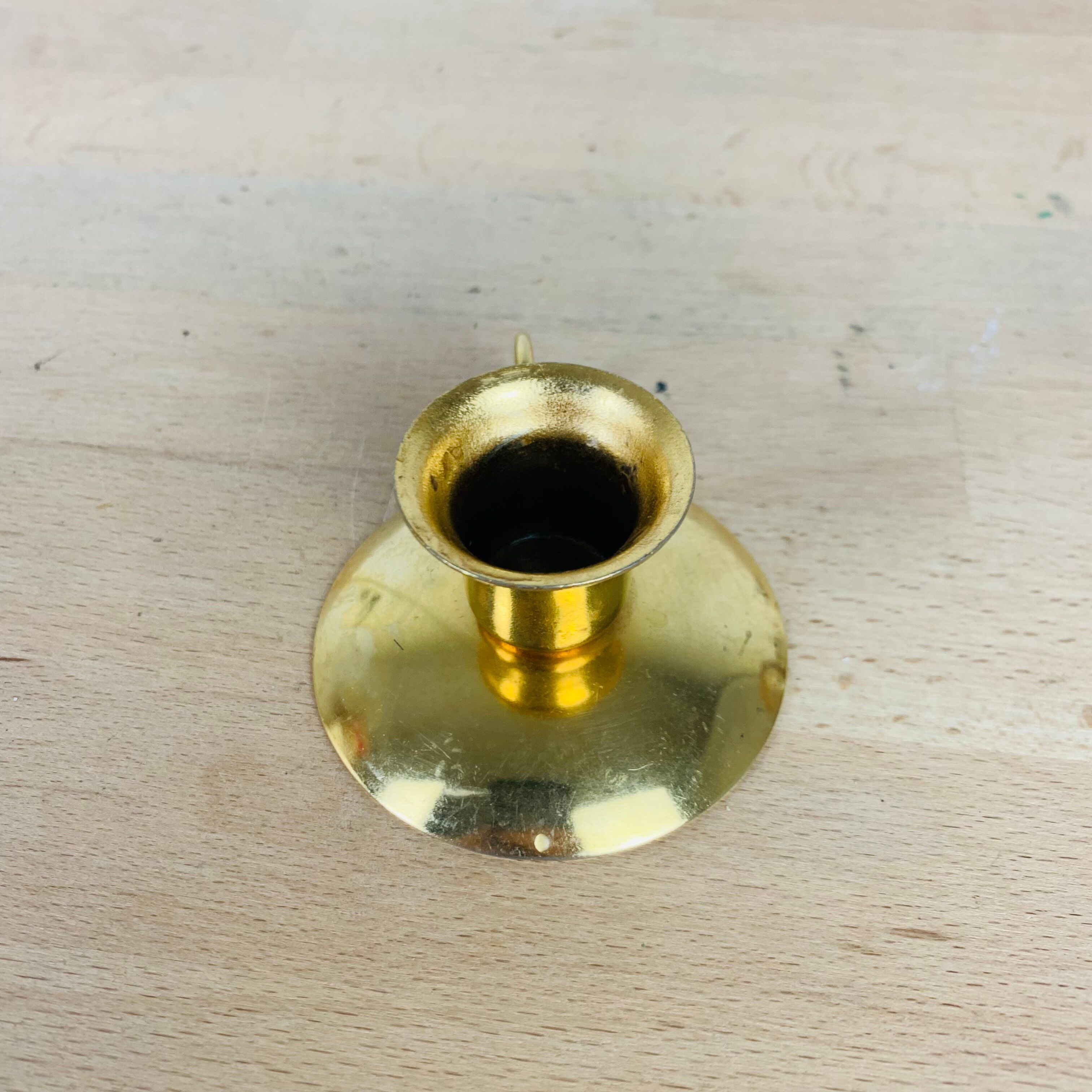 Vintage golden brass candle holder