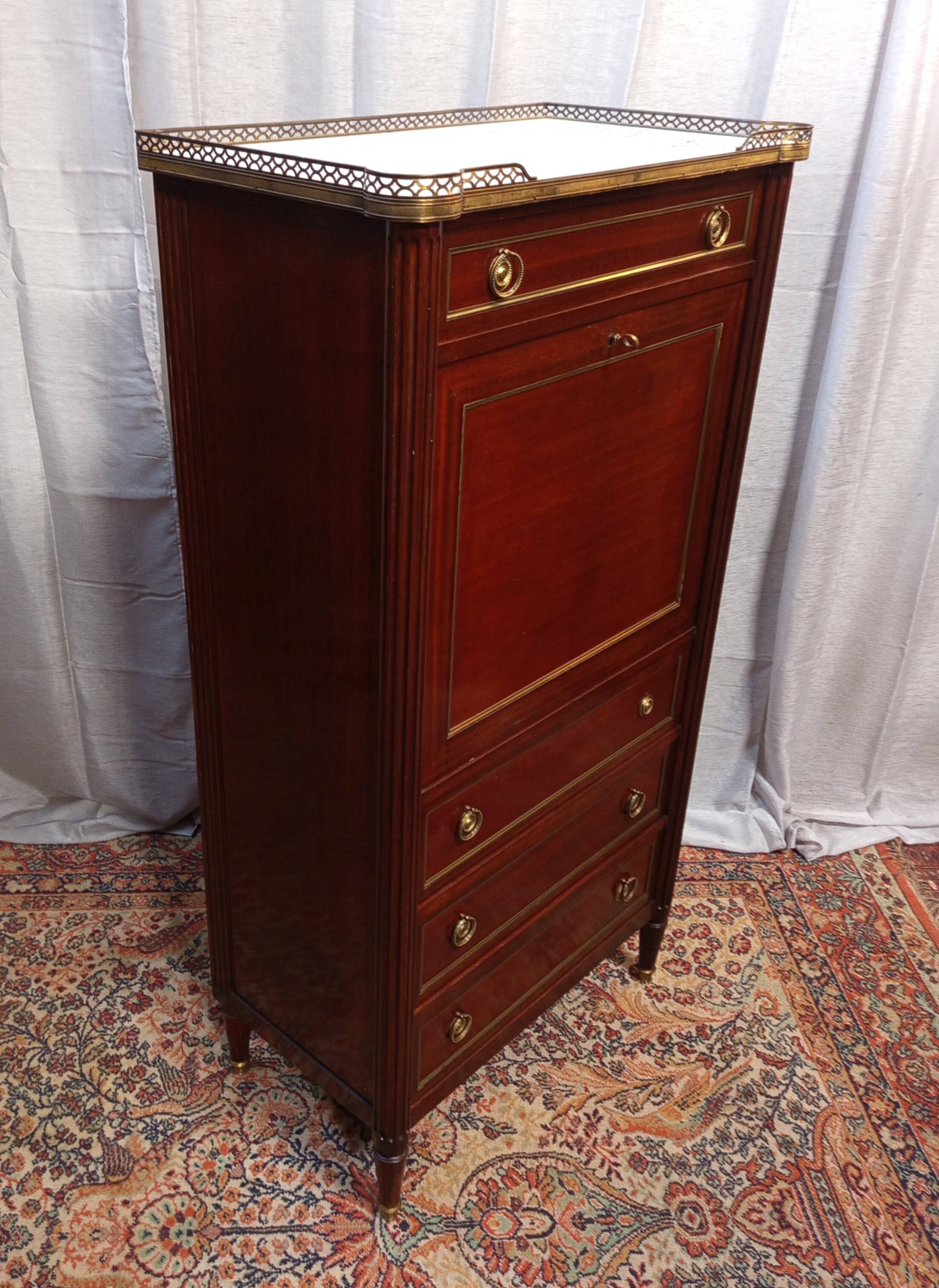 Maurice HIRSH for Maison Jansen Louis XVI style mahogany secretary