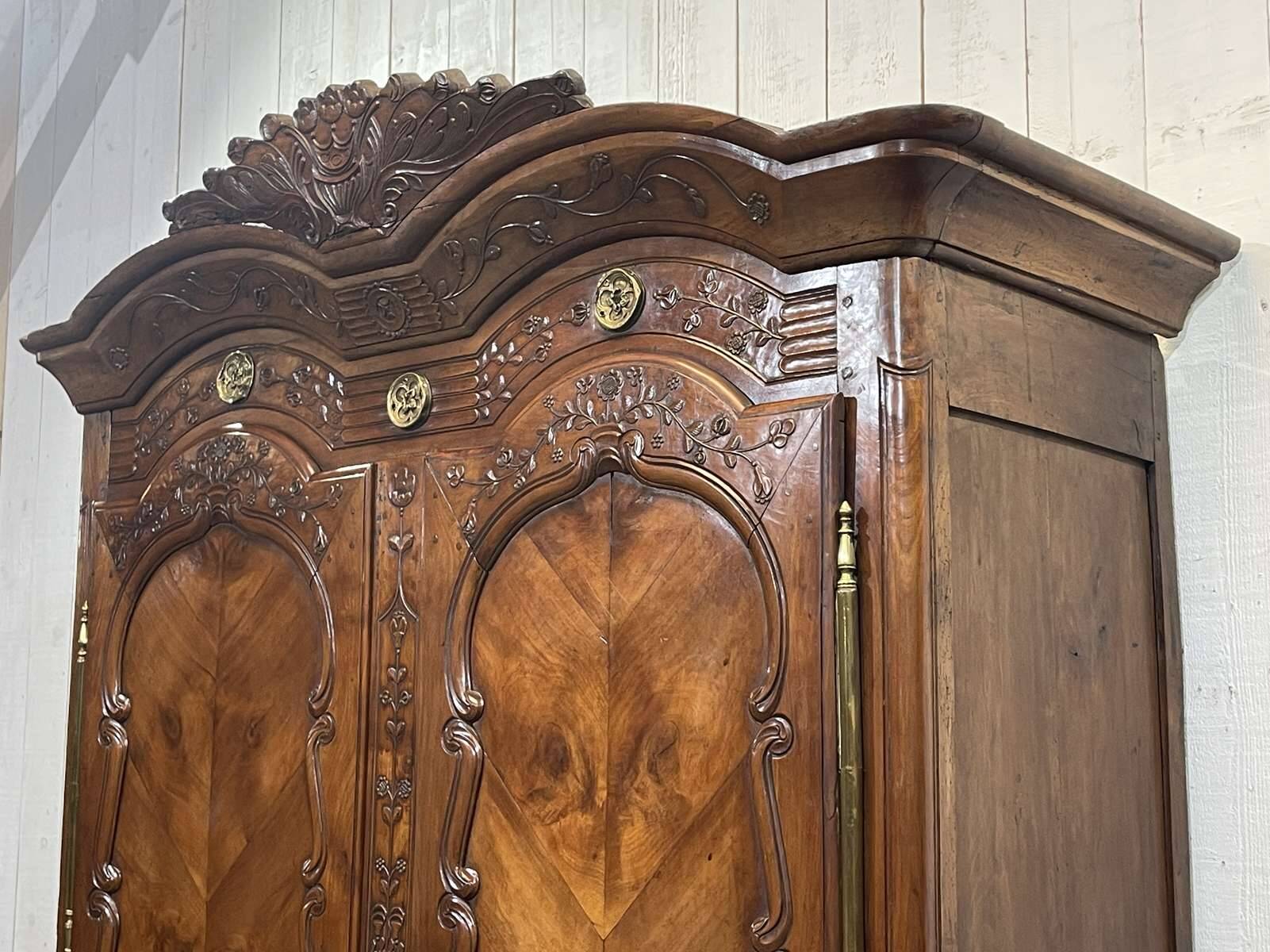 19th-century Rennes wardrobe in cherry wood signed Louis Boutin