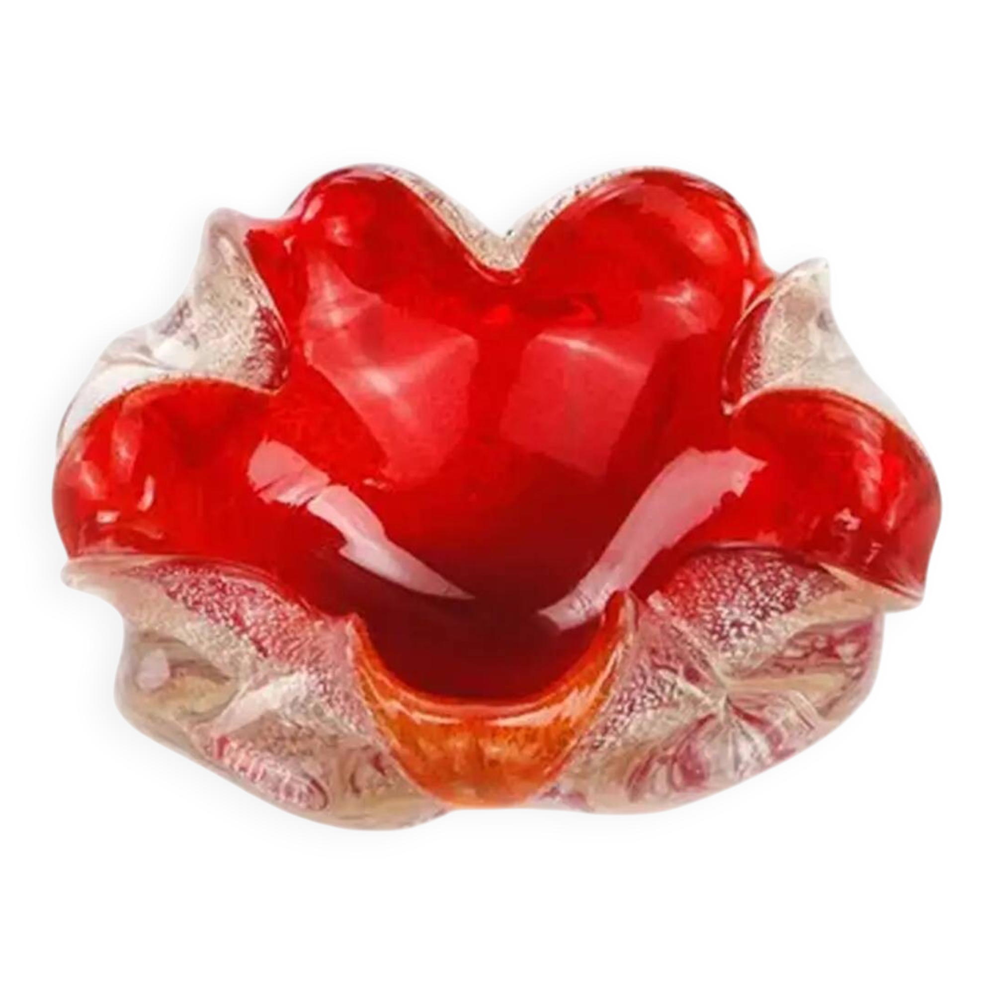 Cendrier, Murano, verre rouge, Barovier & Toso, Italie, années 1950