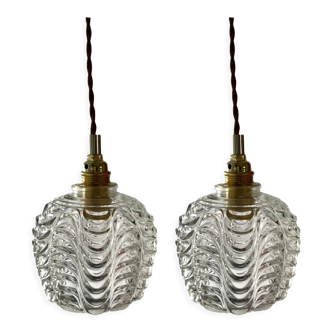 Set of two vintage electric chiseled glass handhelds