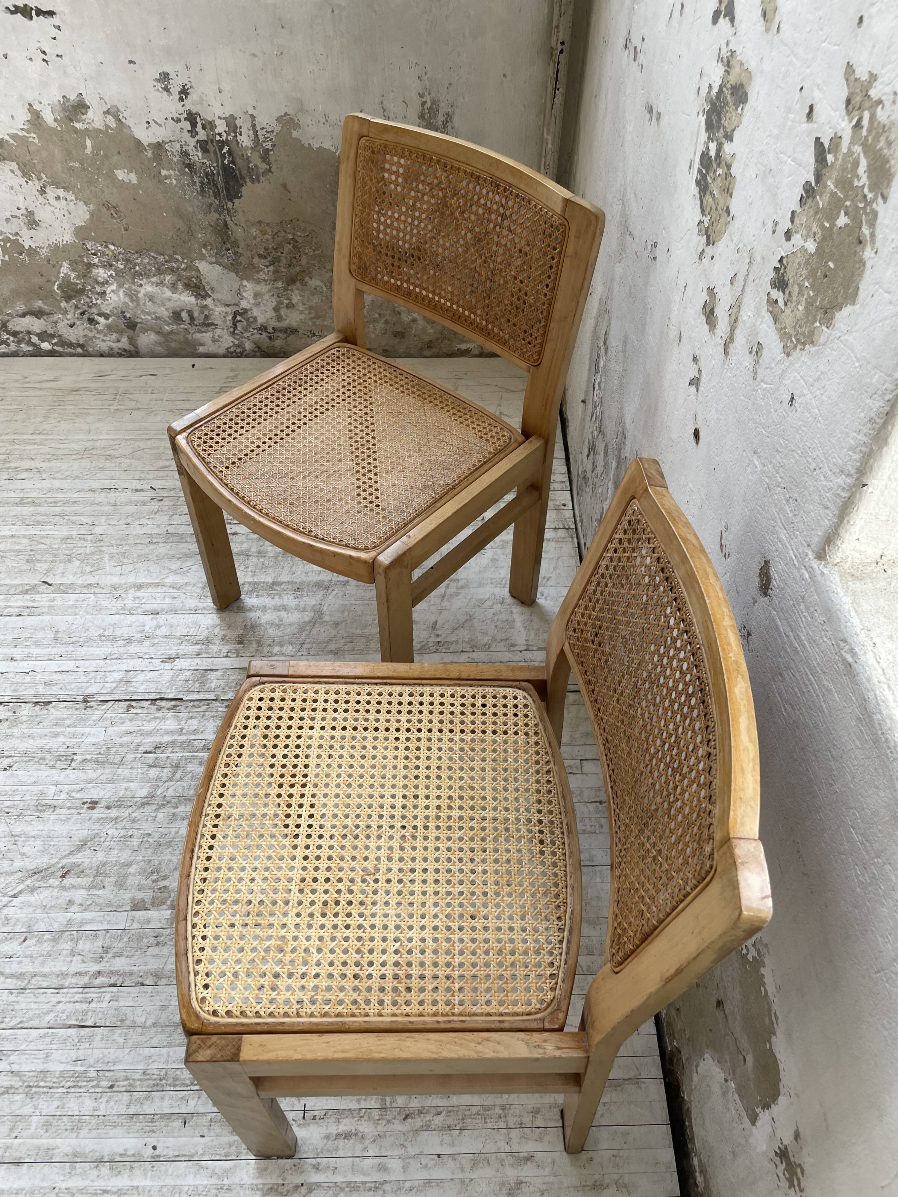 Pair of Baumann chairs beech and cannage