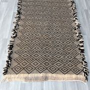 Zanafi Runner Rug, handmade Moroccan rug, flat Berber wool runner, geometric rug.