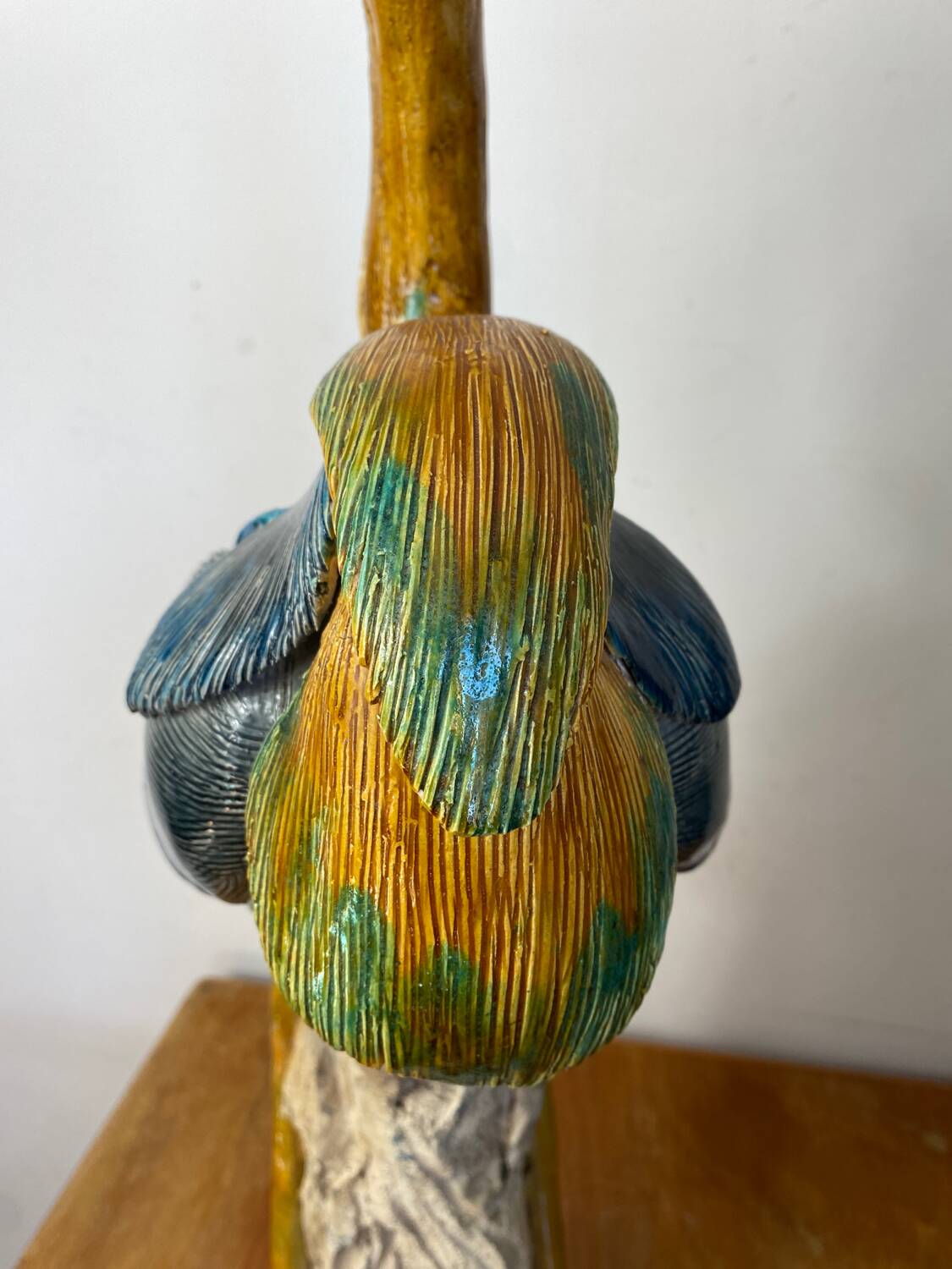 Large ceramic wading bird signed Thimo