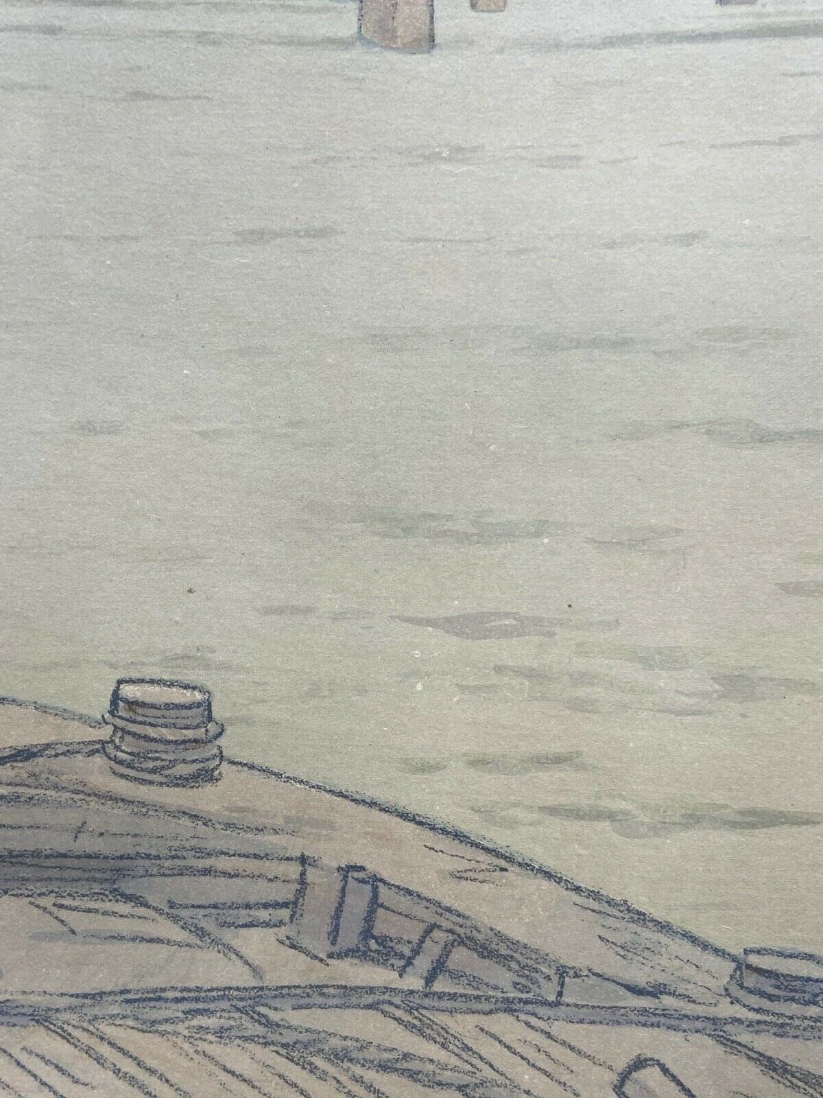 Lithograph Henri Riviere, l'institut et la cite serie paysages parisiens