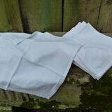 Set of 6 old 1900 napkins in white damask linen with hand-embroidered monogram