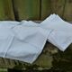 Set of 6 old 1900 napkins in white damask linen with hand-embroidered monogram