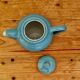 60s blue ceramic teapot