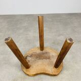 Brutalist tripod stool in solid wood