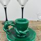 Vallauris candle holder in vintage green ceramic 1970