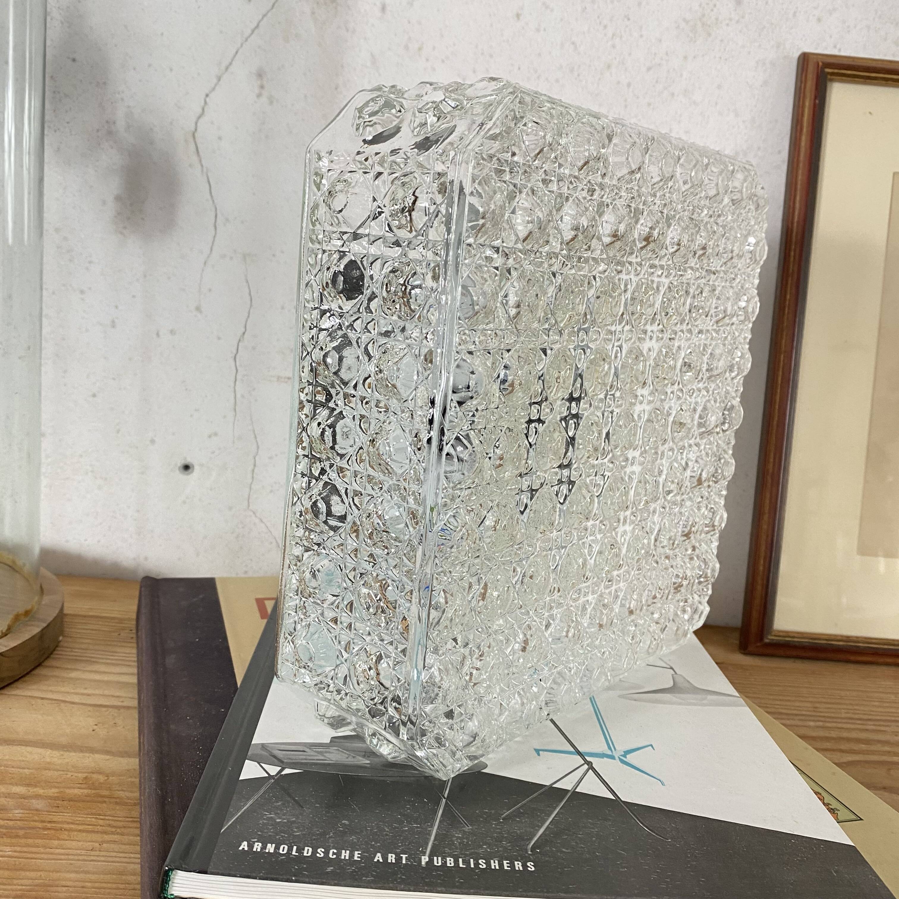 Large square wall lamp ceiling light transparent glass vintage fixture