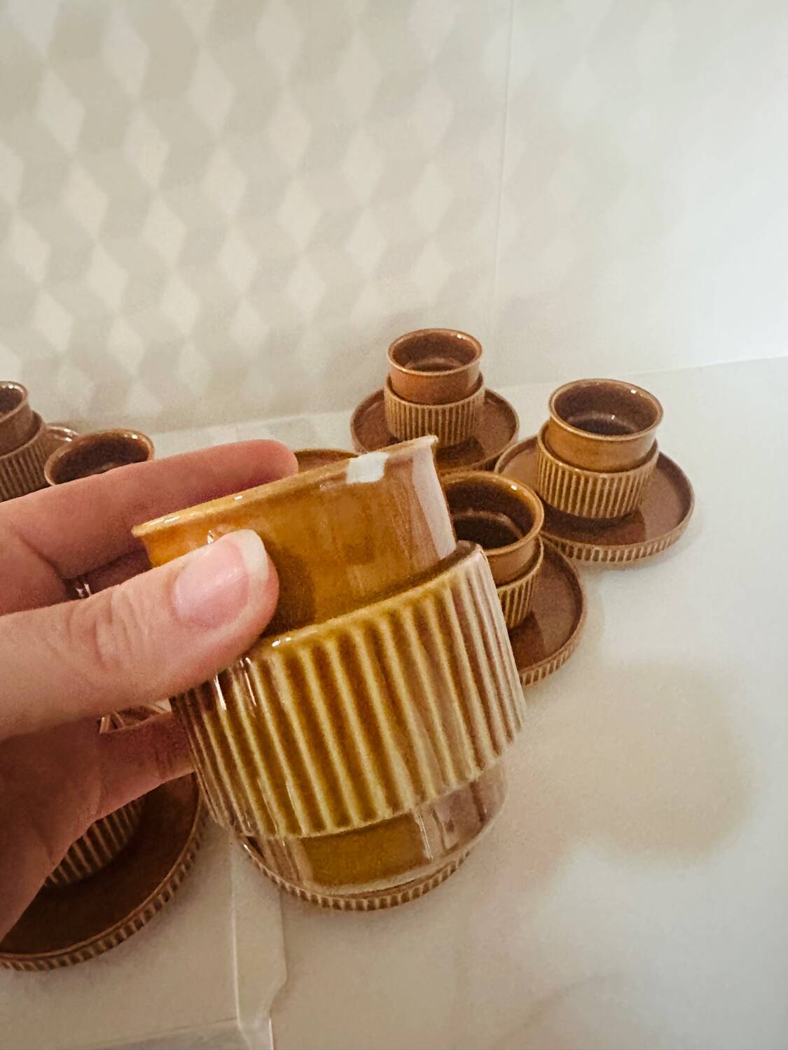 Set of 10 cups and saucers Tognana Italy 70s