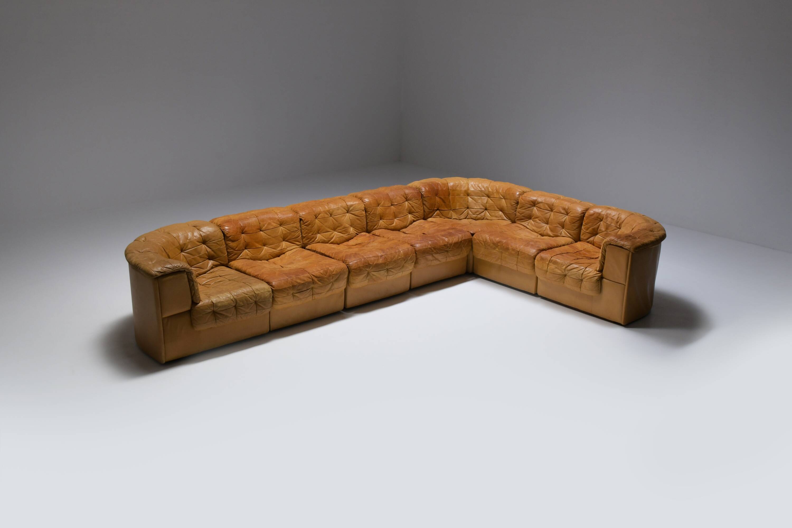 Vintage DS 11 modular sofa in cognac/orange leather by De Sede Swiss