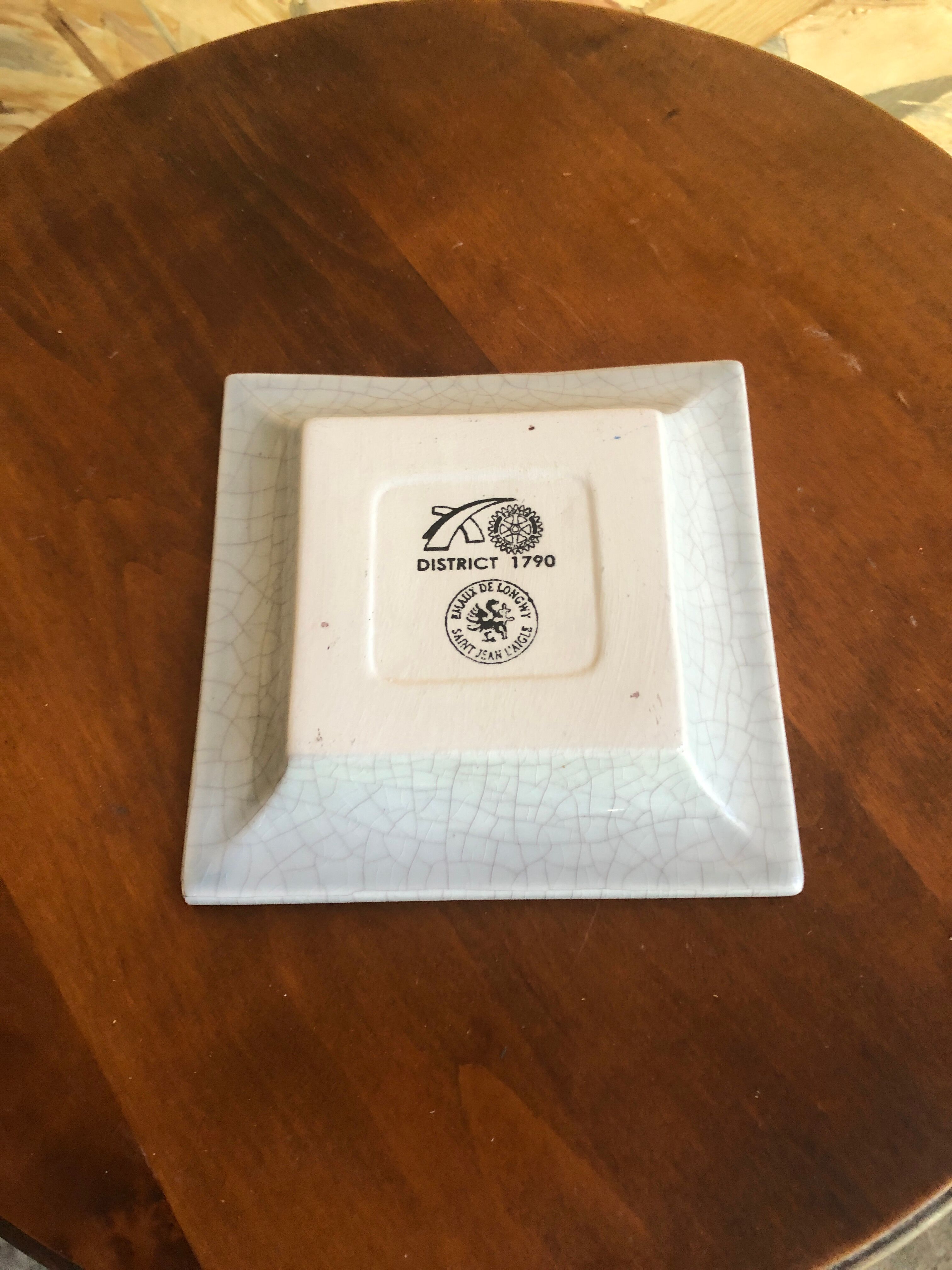 Old empty ashtray emaux de longwy district 1790 ceramic cracked vintage
