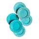 6 turquoise woven ceramic dessert plates