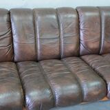 Mid-Century Teak and Leather 3-Seater Sofa from Ekornes, 1970s