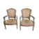 Paire de fauteuils en bois dore style Louis XVl
