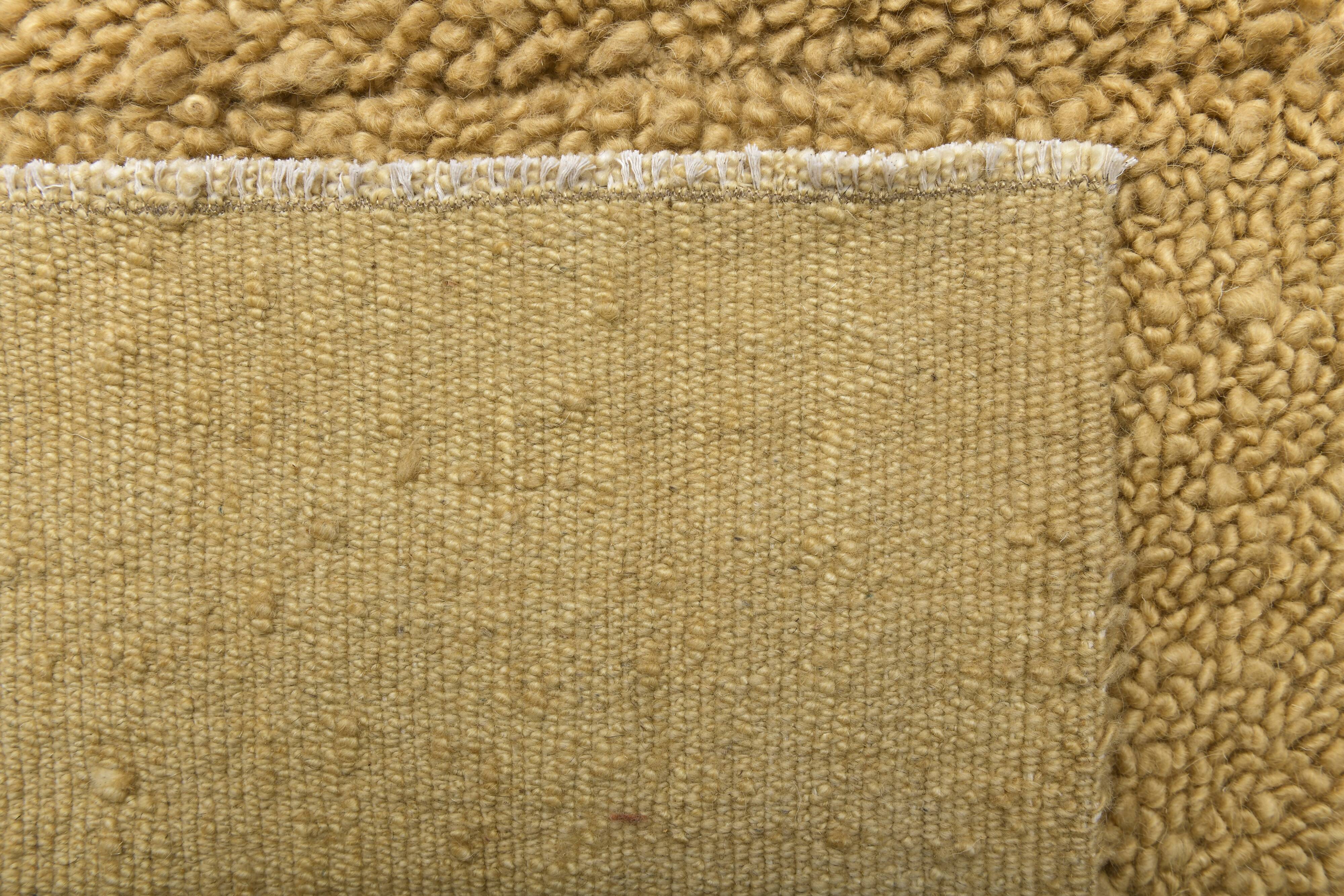 Mustard Moroccan Wool Berber Rug 133x211Cm