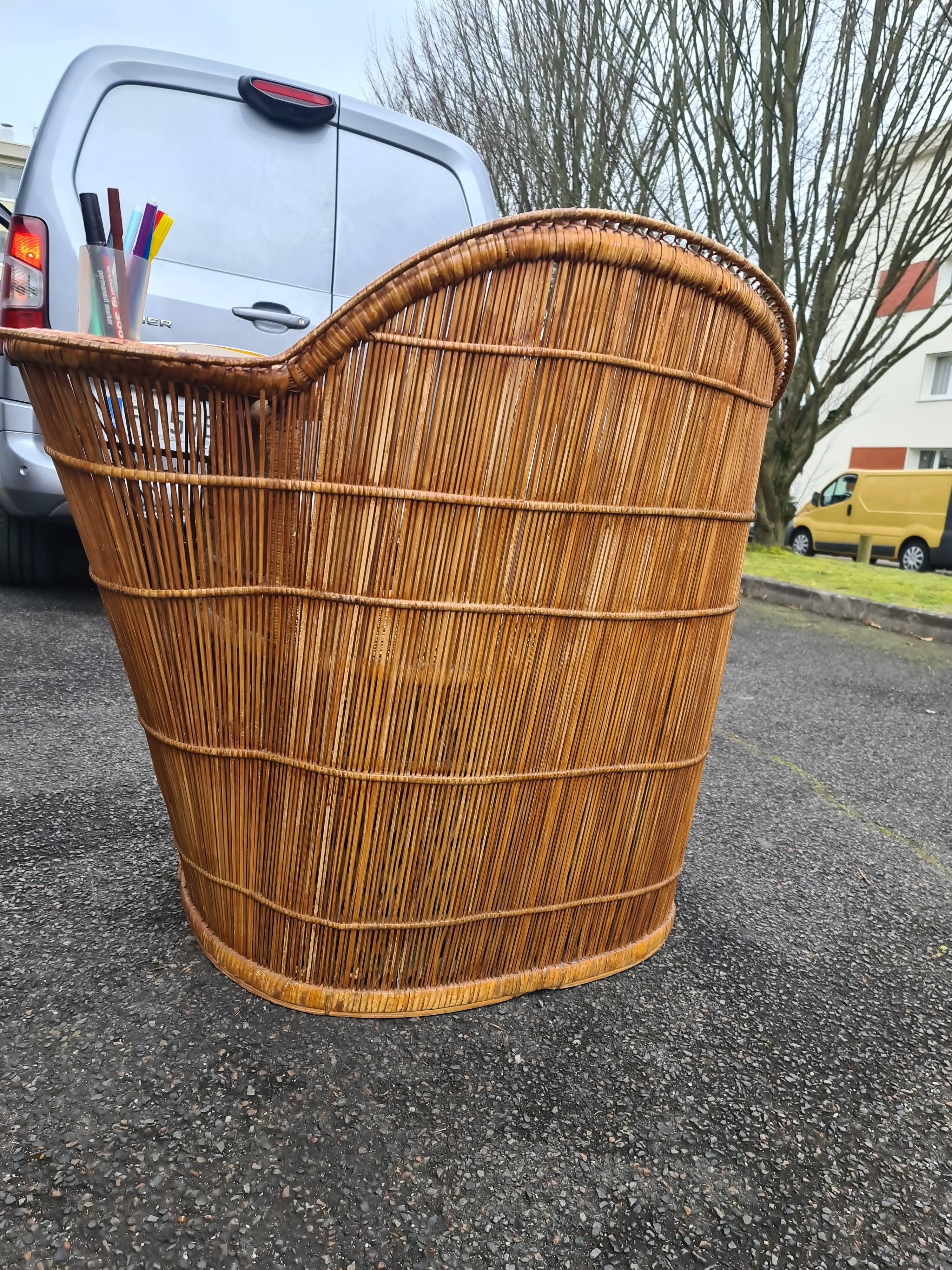 Bench rattan armchair model tablet phone 1960
