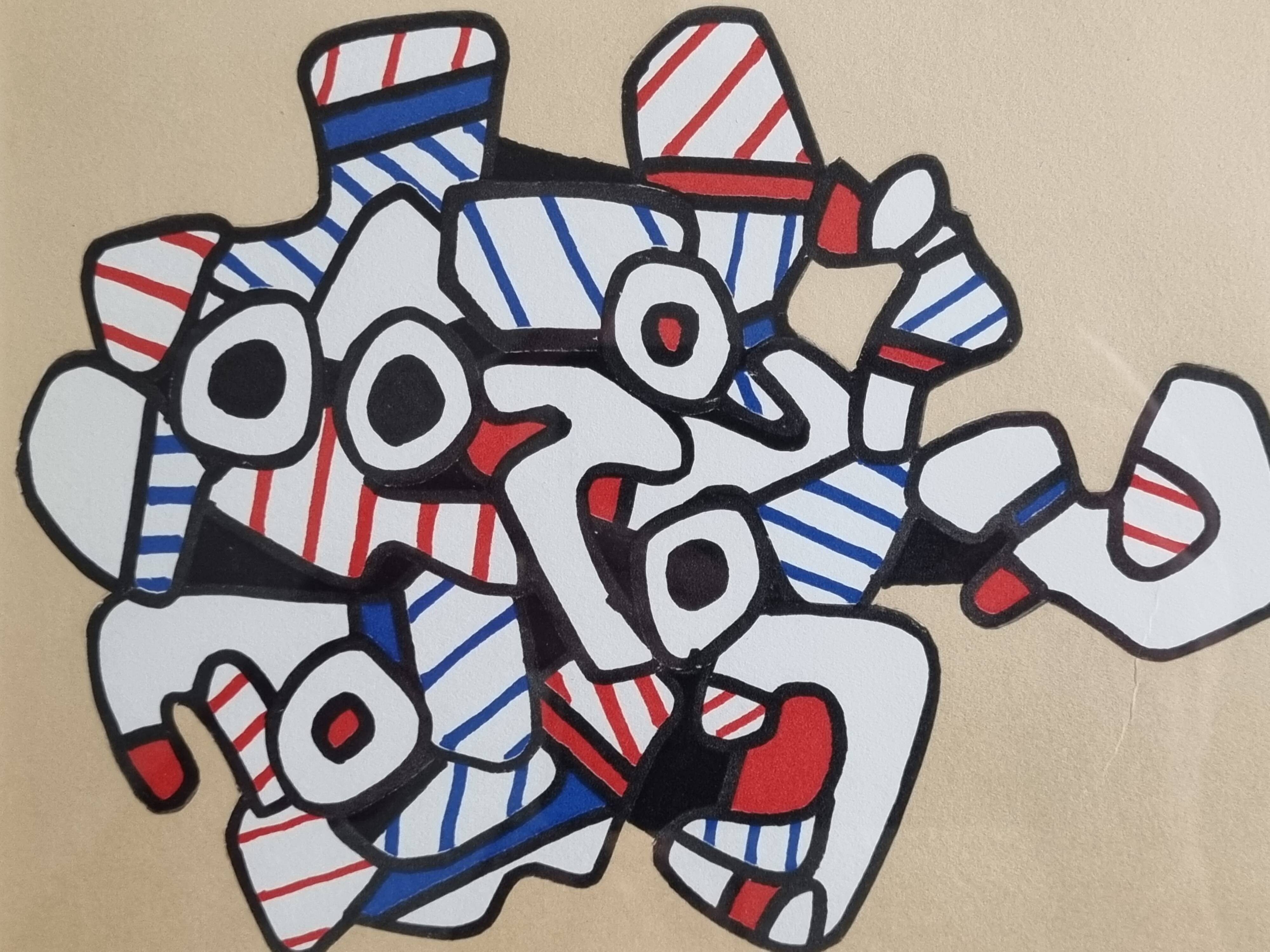 Silkscreen print after Jean Dubuffet, framed, 1970s, 31 x 25 cm