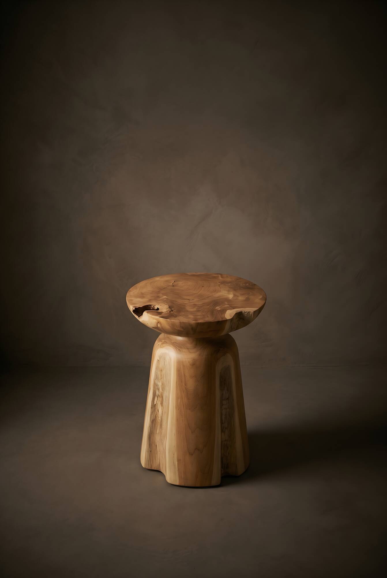 Tabouret bout de canapé TIA en teck recyclé massif sculpté main