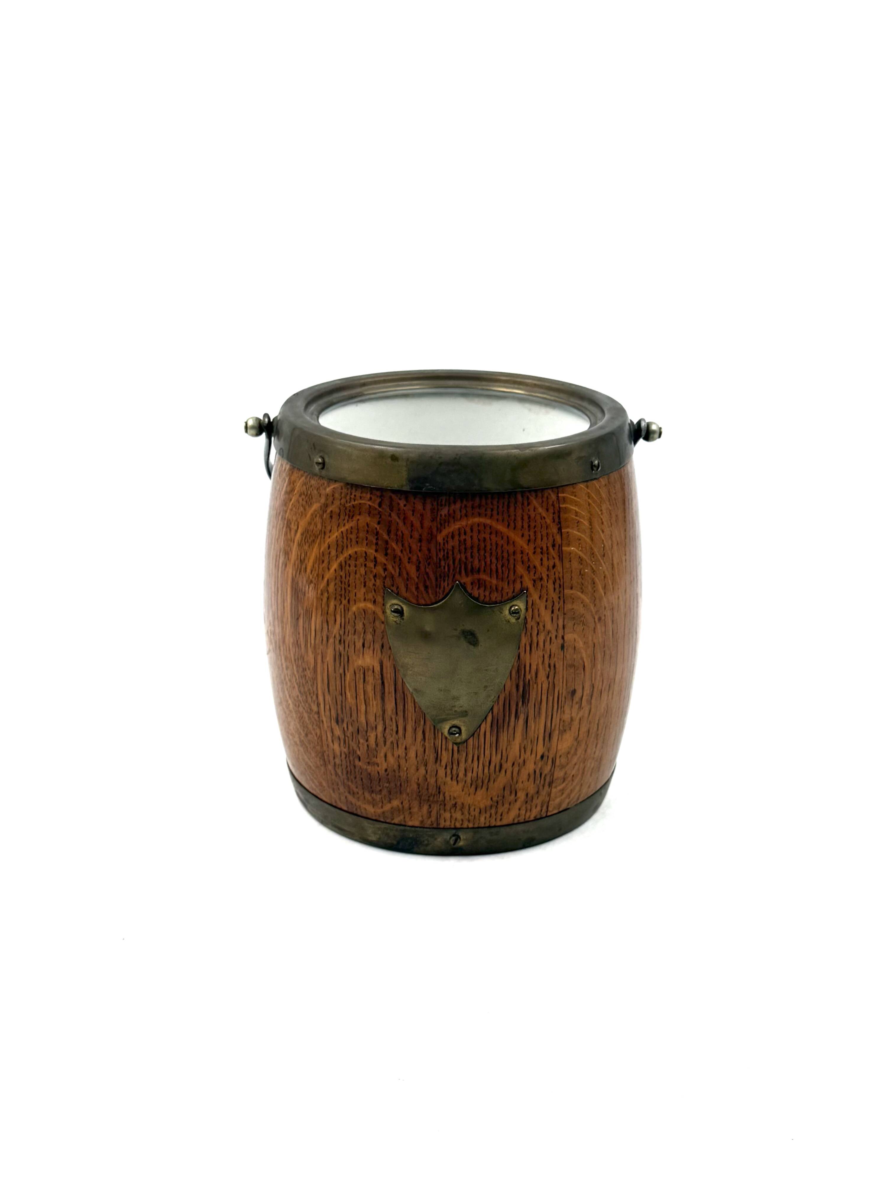 Mid-century brown oak ice bucket, Italy 1950s