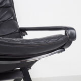 Westnofa black leather Flex armchair with ottoman