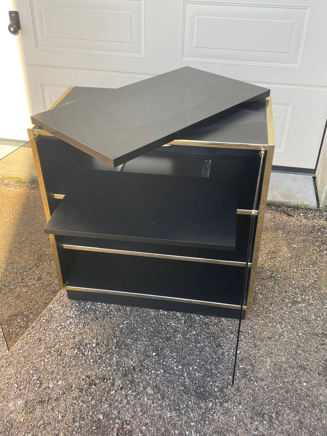 Vintage black and gold TV cabinet from the 70s/80s