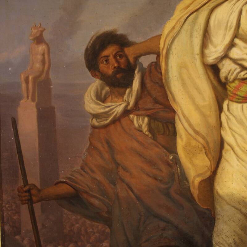 Italian painting signed by Focosi and dated 1852, *Moses Breaking the Table