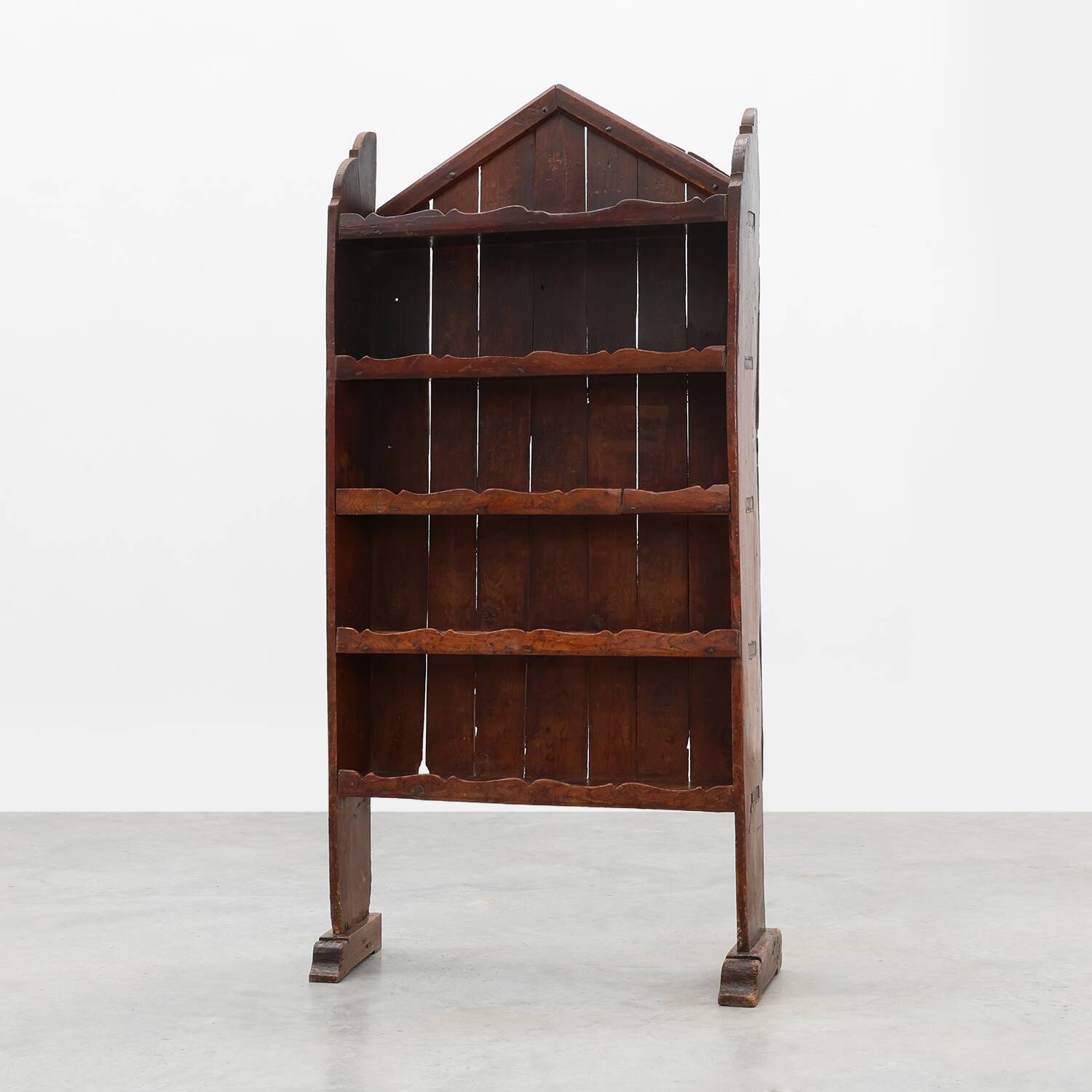 17th‑Century French Art Populaire Chestnut Cabinet with Gabled Top