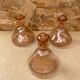 Set of 3 old perfume bottles + vintage pink molded glass stopper #b470