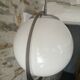 Old modernist suspension flat metal globe opaline period 1940