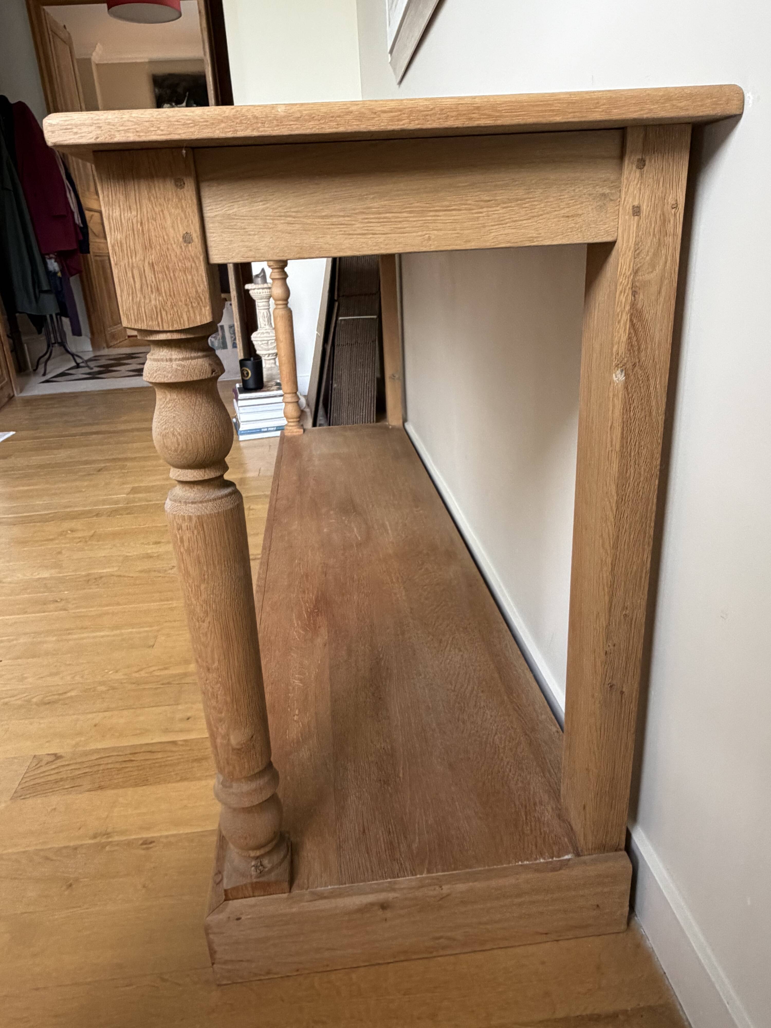 Console Flamant en chêne brut