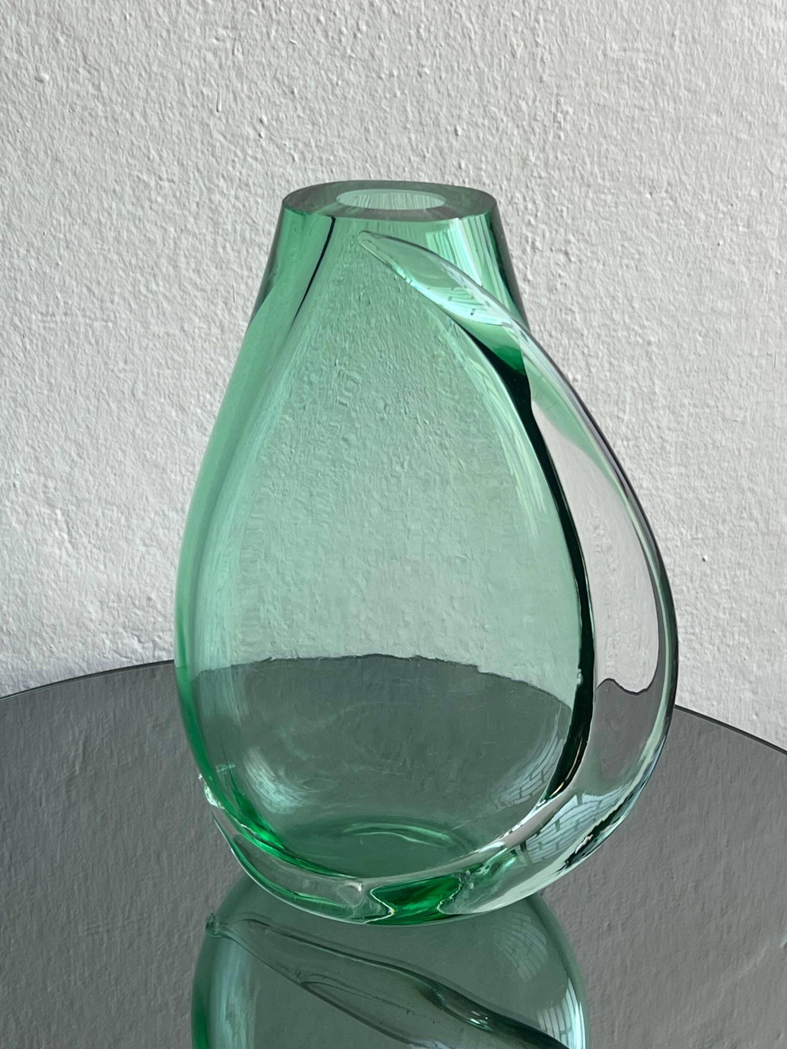 Huge green vase in Murano glass from artisan masters, Flavio Poli 1970's