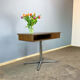Swivel TV stand/side table, chrome frame with dark walnut, 1970s