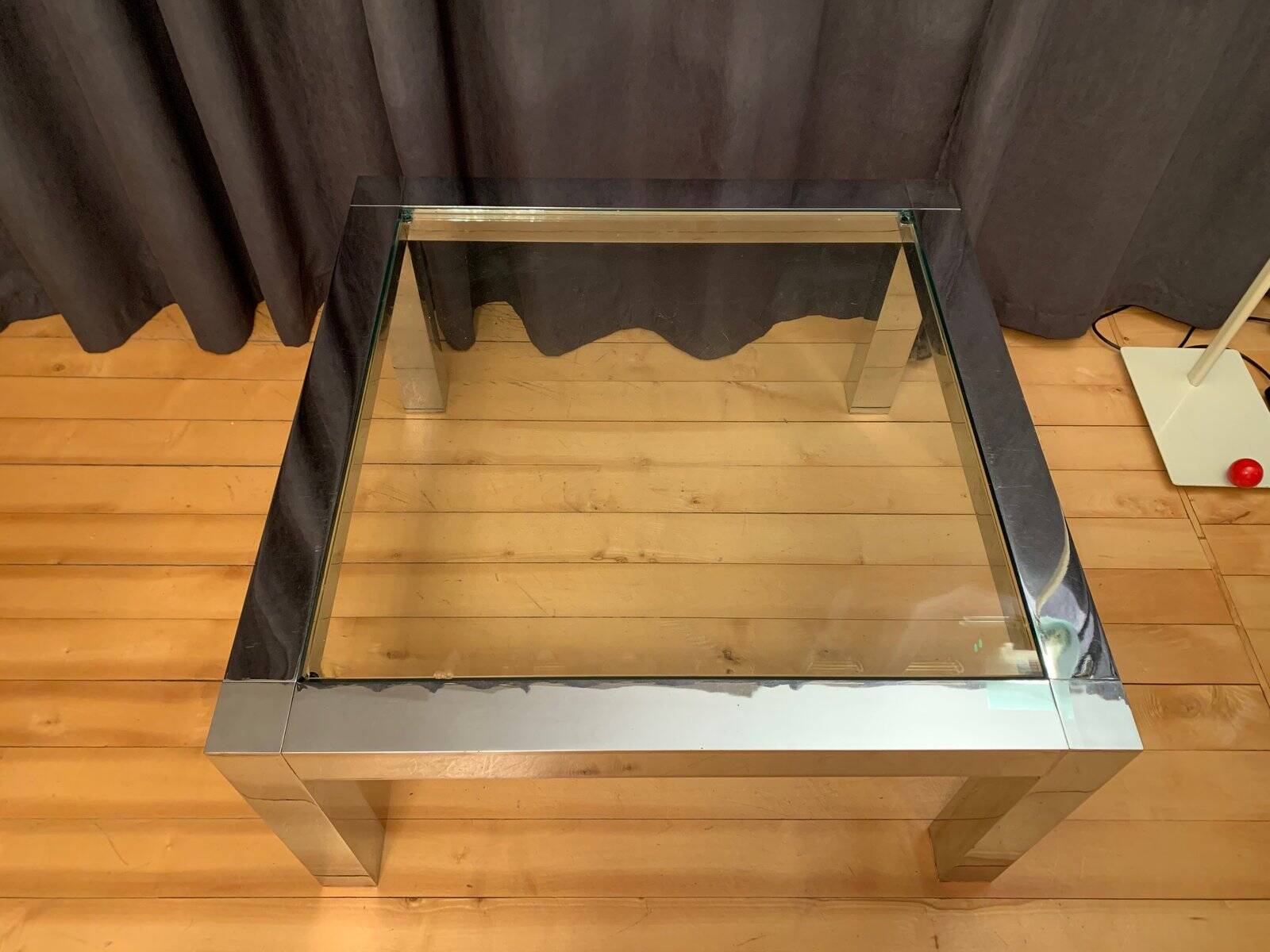 Table basse en chrome et en verre, Italie, années 1960