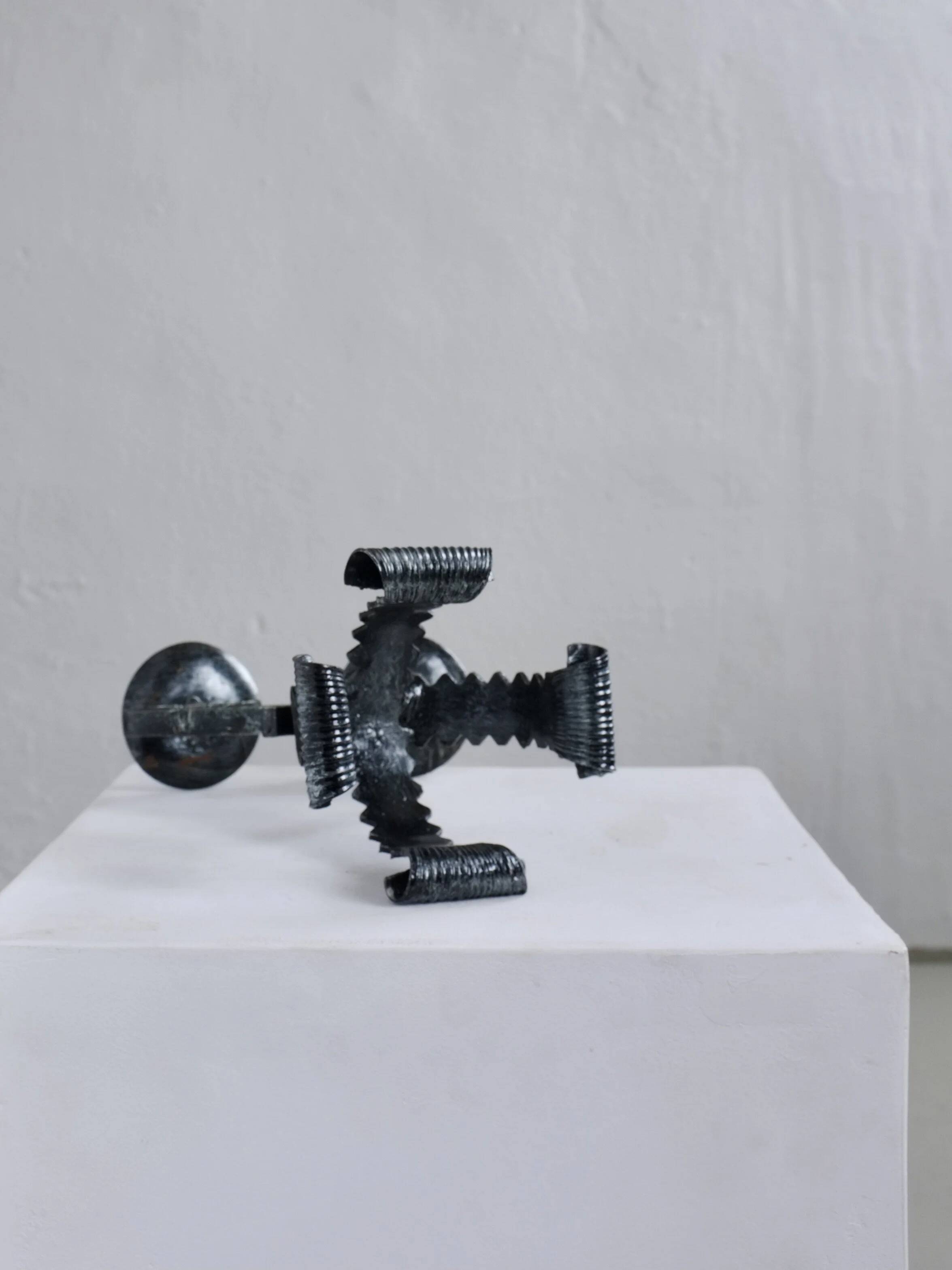 Brutalist sculptural iron candle holder | Netherlands | 1970s